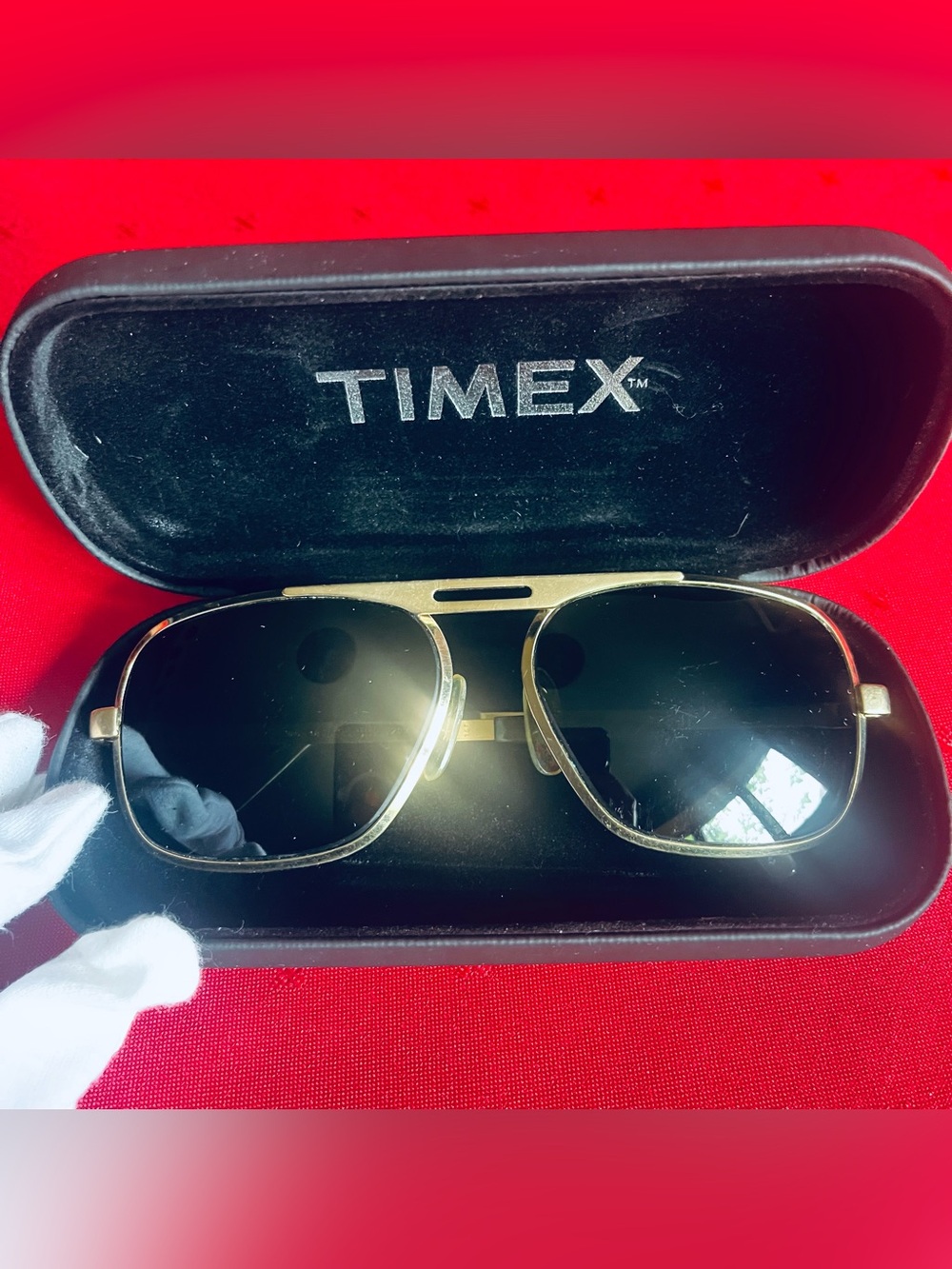 Vintage Timex Gold Frame Sunglasses with Dark Lenses
